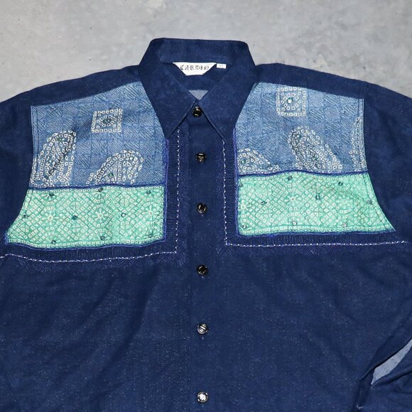 Vintage 80s Terry Cloth Collared Formal Evening Button Down Mens Shirt Size XL - Picture 3 of 3